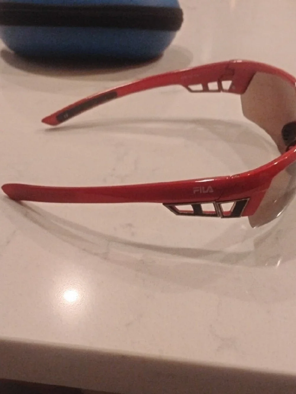 Vintage Fila Half Rim Sunglasses Red With Dark Gray Lenses
